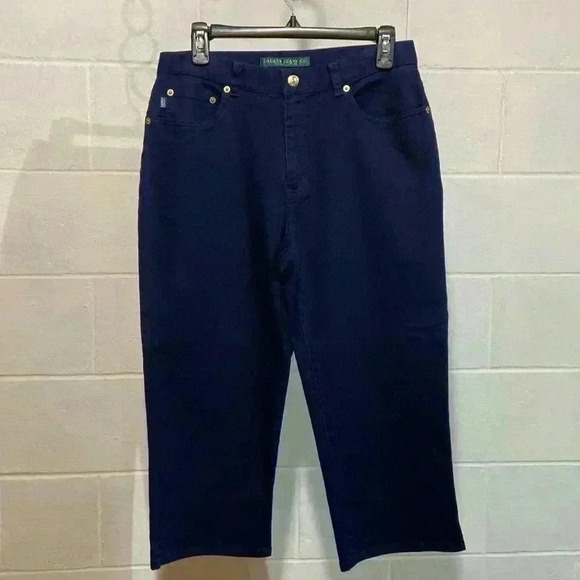 Lauren by Ralph Lauren Women's‎ High Rise Capri Jeans 8 Navy Preppy Y2K Stretch - Picture 1 of 7